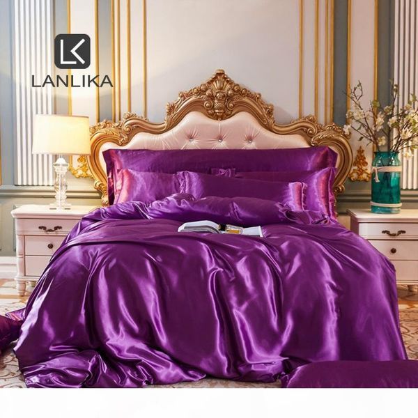 

parkshin beauty women purple 100% silk bedding set healthy skin duvet cover euro bedspread bed linen home textile ing