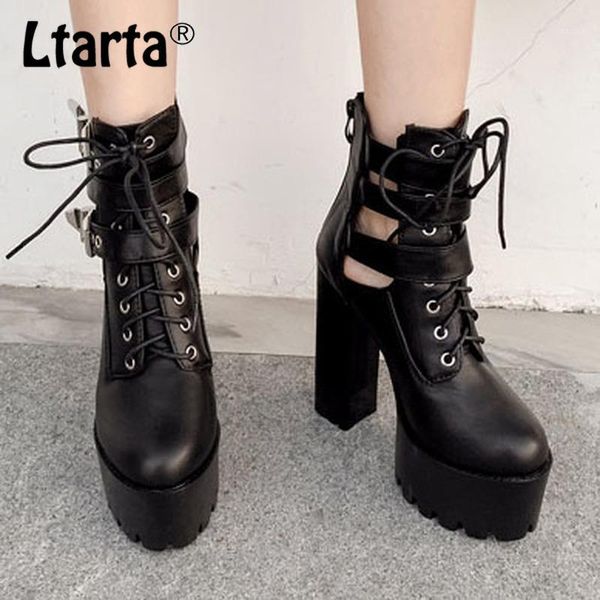 

boots ltarta 2021 heels women's platform waterproof taiwan thick high ankle black boot1