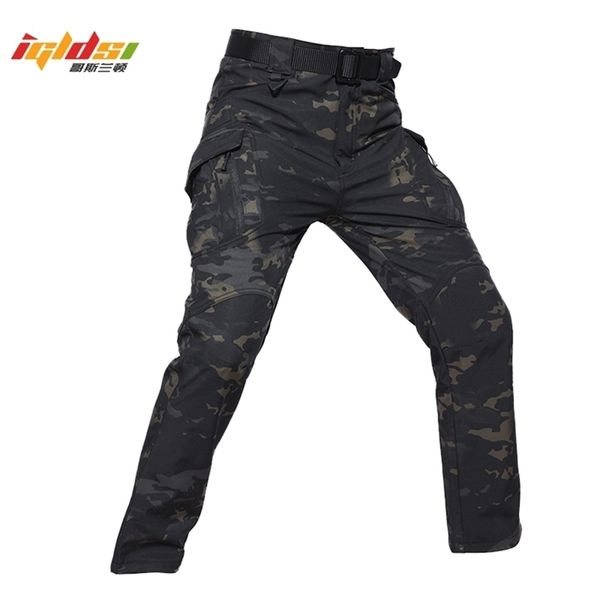 Homens impermeável inverno velo calças de carga quente ix9 estilo macio shell tático camuflagem calças militares militares longas calças longas 5xl 201217