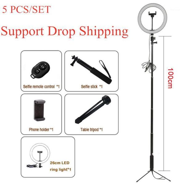 

flash heads 10" selfie ring light with tripod 360-degree rotatable ball head stabilizer dimmable usb for pography streaming1