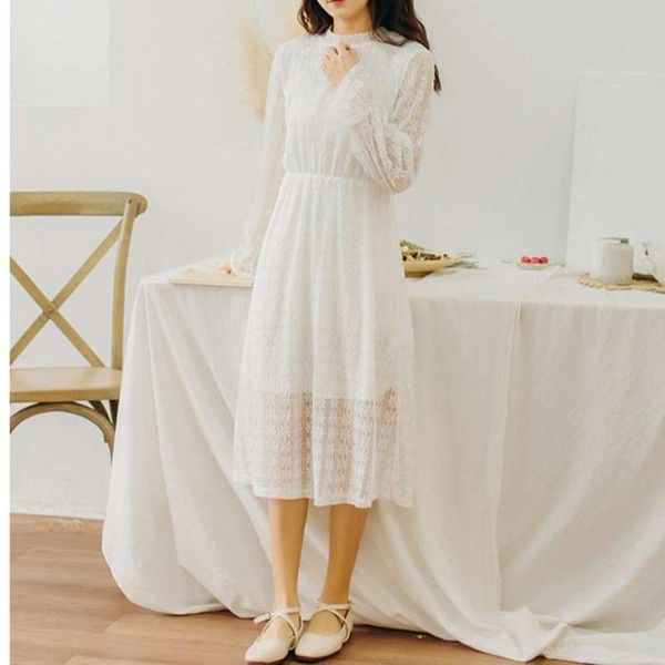 

french new fabulous fall minority 2019 lace yamamoto style solid dress, Black;gray