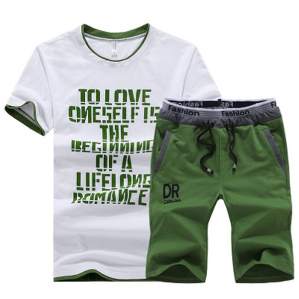 

summer letters printing mens tracksuits fashion trend short sleeve o neck 2pcs men sports suits designer male casual fitness breathable sets, Gray