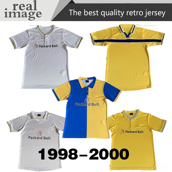 

leeds retro soccer jersey utd 1997 1998 1999 2000 vintage classic 97 98 99 leed football shirt home away white yellow blue, Black;yellow