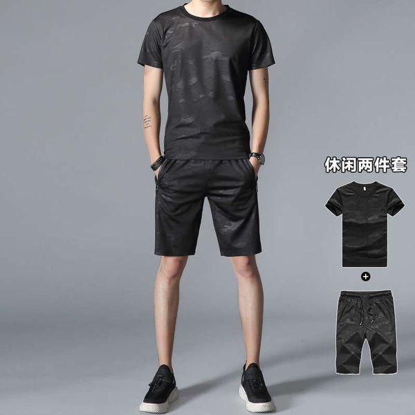 

short sleeve t-shirt casual suit 2020 new korean fashion youth sports summer men's wear, Gray