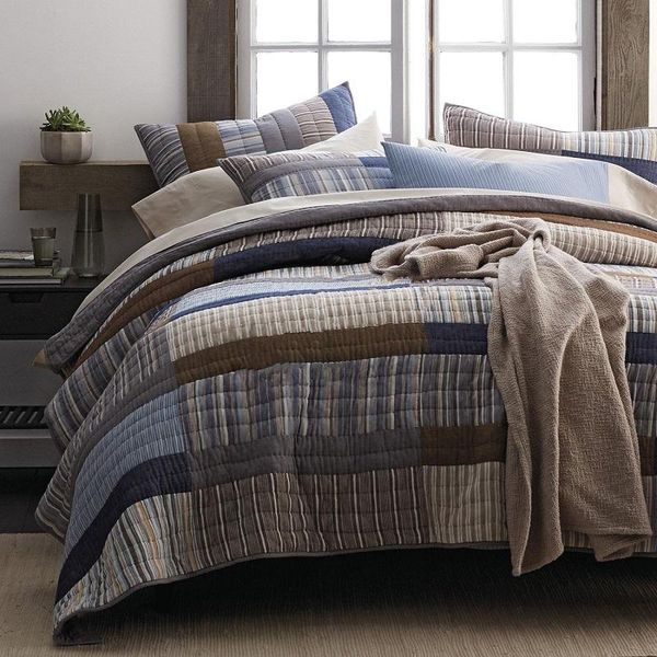 

comforters & sets handmade quilt set 3pcs vintage patchwork bedspread washed cotton quilted quilts pillowcase king size coverlet
