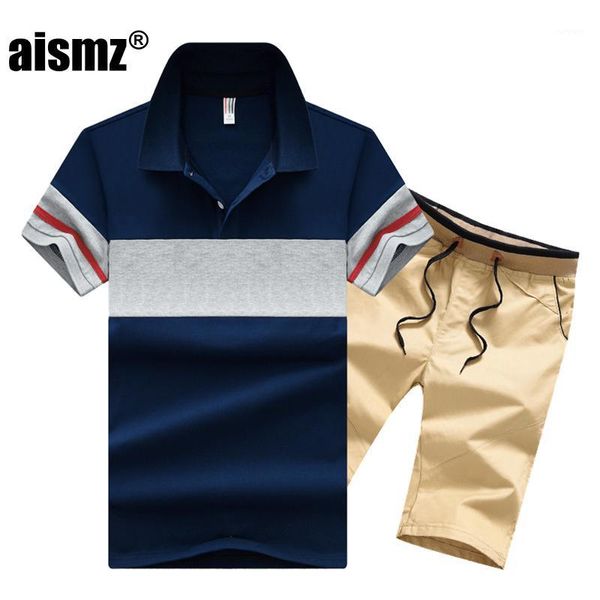 

aismz tracksuit men moletom masculino sportsuits set brand suits summer short set men's fashion 2 pieces t-shirt shorts1, Gray