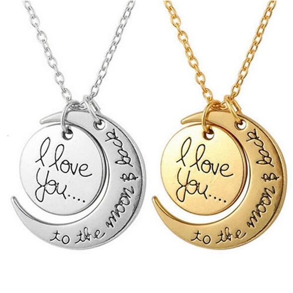 

moon 20pcs/iot i love you to the and back necklace lobster clasp pendant necklaces for jewelry gift ne030
