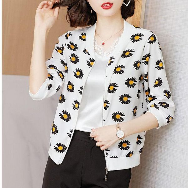 

new 2020 summer windbreaker women sports track thin jacket daisy print coat female daily blouse spring lady jacket t211, Black;brown