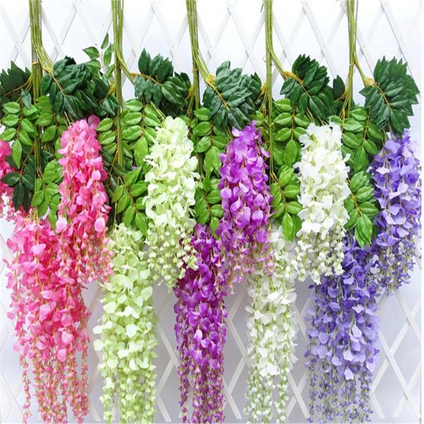 

12pcs/lot wedding decoration silk flower garland artificial flower wisteria vine rattan for party home garden l decor