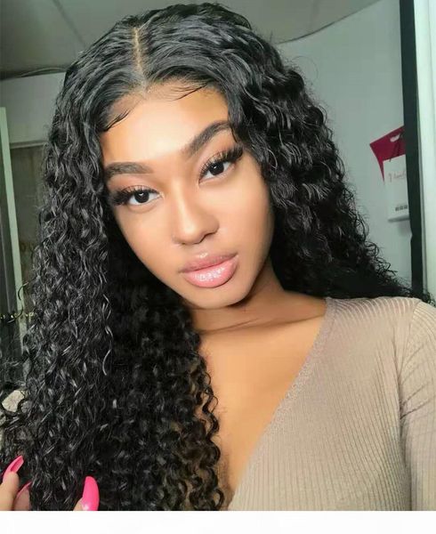 

brazilian deep wave glueless wigs deep weave 360 lace frontal wigs with baby hair pre plucked human hair lace wigs for black women, Black;brown