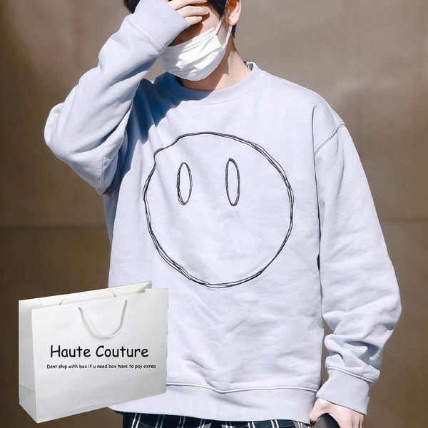 

women men trendy hoodies pure color hiphop smile face letter pattern print mens streetwear ins tiktok pullover sweatshirts men clothing