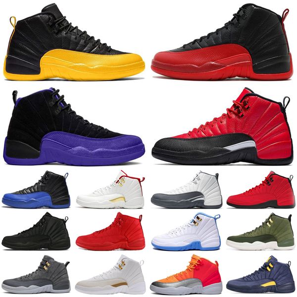 

2020 jumpman 12 12s men basketball shoes gym red game royal flu game bulls black white mens trainers sports sneakers size 7-13
