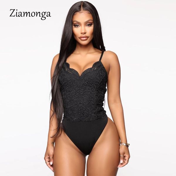 

women's jumpsuits & rompers ziamonga 2021 sleeveless women bodysuit summer woman black white red embroidery lace night club body cl