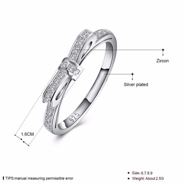 

beautiful retre silver ring cz zircon crystal bow tie pretty fashion wedding silver color women lady ring jewelry h bbydhj
