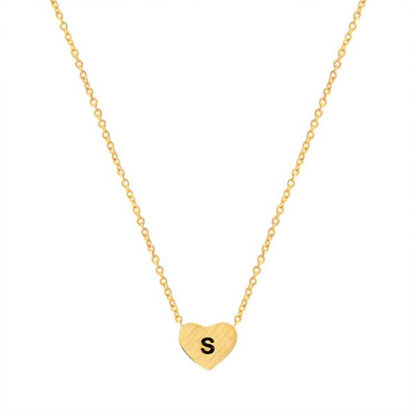 

stainless steel layered gold chain women heart pendant necklace engraved initial s letter necklace fashion jewelry wholesale, Silver