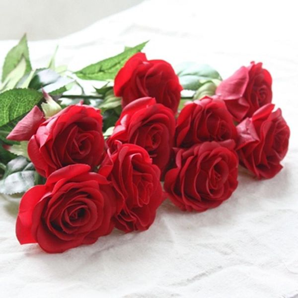 

decorative flowers & wreaths 10pcs rose artificial real touch latex silk fake flower for wedding bride bouquet home party decor