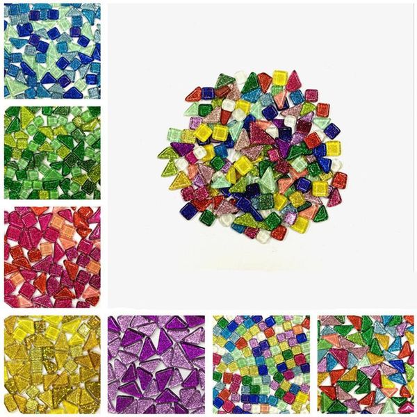 

120g квадратная форма стеклянного блеска мозаика плитка смешанный цвет кирпич стекло для мозаики изготовление diy детей головоломки ремесло
