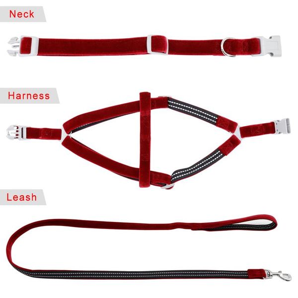 

adjustable dog collar harness leash set reflective soft puppy harness vest nylon pet collars for small medium dogs c sqclsw