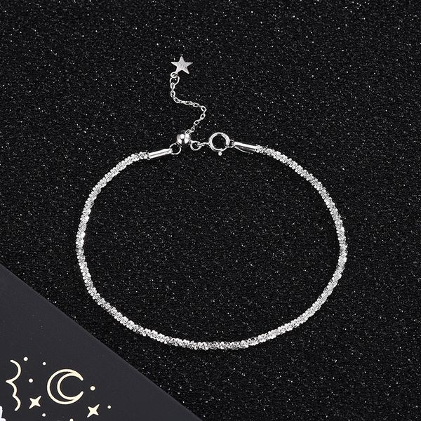 

s925 sterling silver five-pointed star tassel and star bracelet female small design retractable bracelet, Black