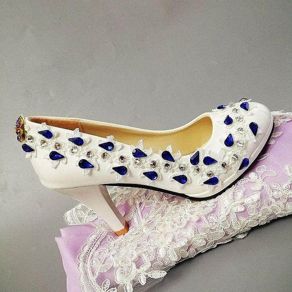 

dress shoes 9cm high heels royal blue crystal rhinestones bridal wedding party pumps women luxury hadmade lace dinner for woman, Black