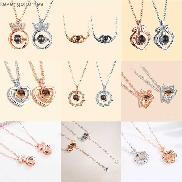 

languages, tiktok, love, memory, i projection, necklace, 100 love you, necklace hip-hop, Silver