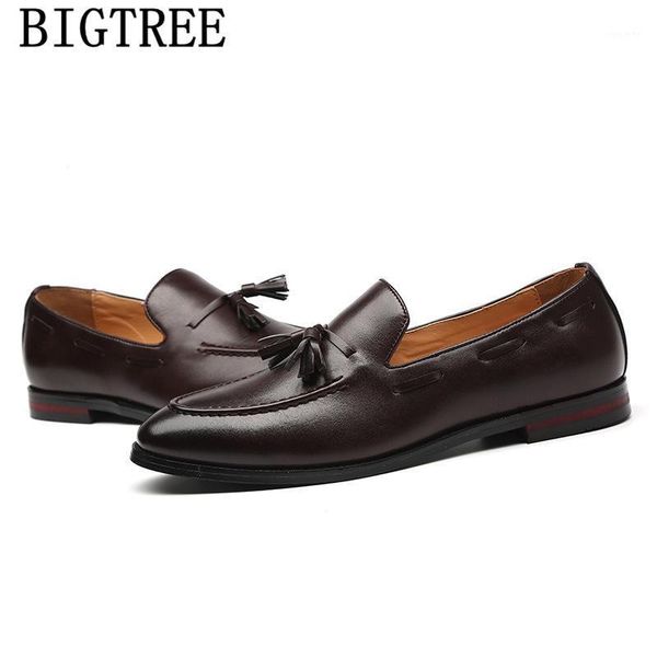 

tassel loafers classic men shoes leather italian formal shoes men elegant coiffeur dress office ayakkabi1, Black