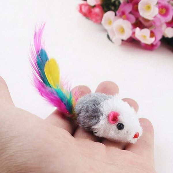 

feather colorful soft for fleece false mouse funny playing pet dog cat small animals toys kitten