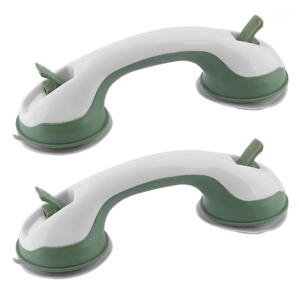 

white & army green plastic portable no holes to fill 2pcs bathroom grip safety suction cup shower tub grab bar handle support1