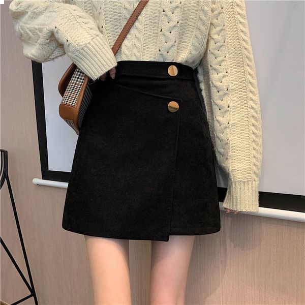 

new 2021 skirts the line of solid color thin waistband elegant style women's vintage springmg autumn y393 iyvw i10b, Black