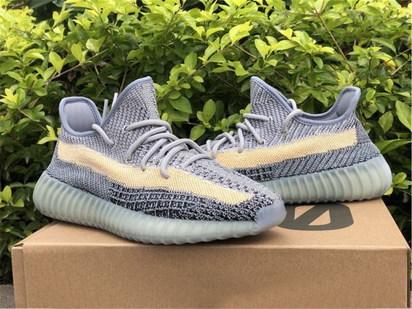 

2021 оригинал v2 ashblu gy7657 ashpea gy7658 обувь на открытом воздухе человек женщины kanye west серый кофе подлинные кроссовки с оригиналь