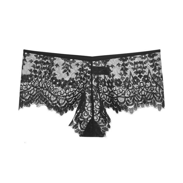 

underwear women lace transparent hollowed out thin girls' boxers, Black;pink