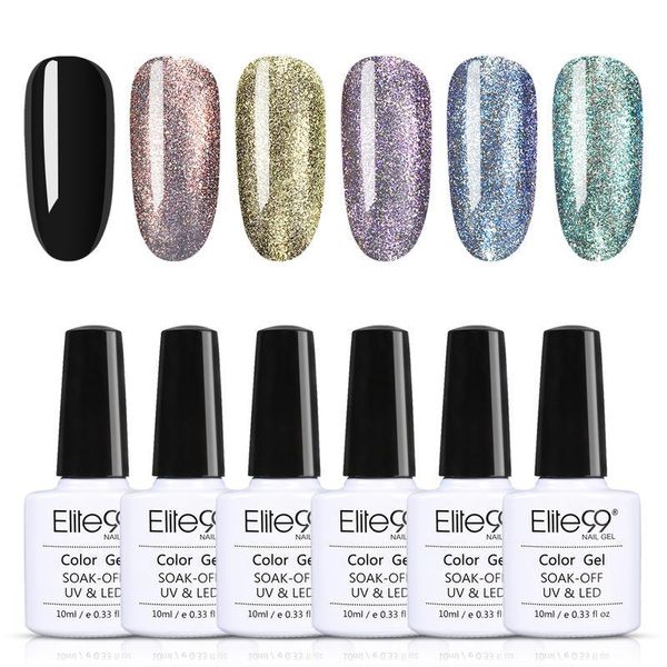 

elite99 6 pieces/lot glitter color gel polish set soak off uv led hybrid varnish 10ml candy color gel polish for manicure set