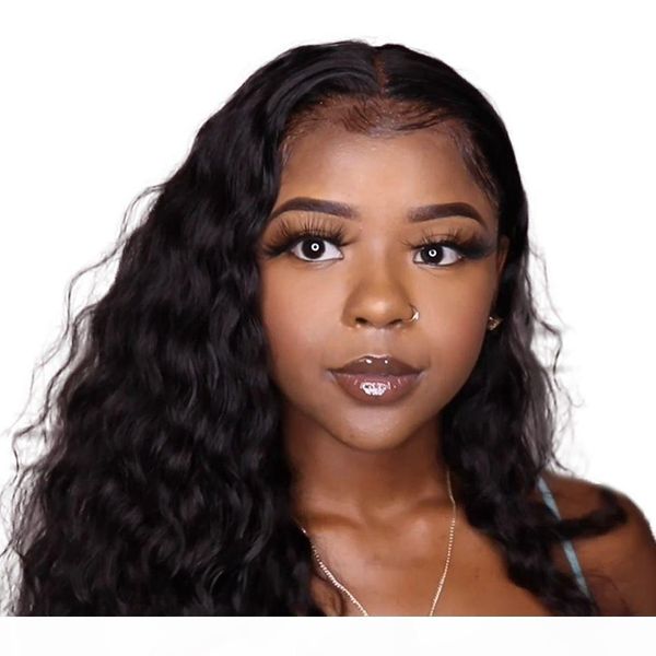 

mongolian loose deep wave human hair lace front wigs with baby hair 130% density glueless full lace wigs, Black;brown