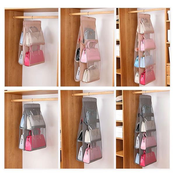 

storage boxes & bins 4/6/8 pockets hanging handbag organizer for wardrobe closet dust-proof bag purse big tote clothes