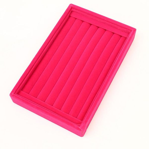

separated slots practical plate multifunctional jewelry organizers multicolored display exquisite stand storage home rings suede, Pink;blue