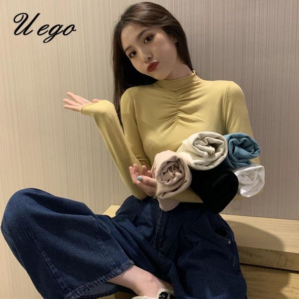 

women's sweaters uego thin soft knitted women autumn pullover sweater basic shirt korea style lady casual pull knitwear, White;black