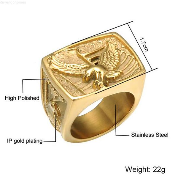 

stainess hop 316l steel eagle rings hip mens ring pop club accessories gold silver jewelry, Golden;silver