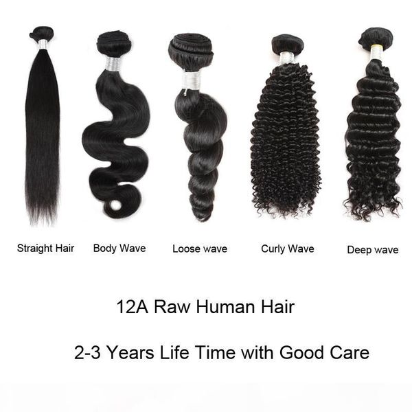 

factory price 12a quality straight body loose deep curly water wave raw human hair 3bundles 8-30inch brazilian peruvian malaysian hair, Black