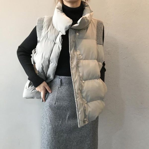 

women's down & parkas hzirip 2021 female vest coat autumn winter warm waistcoat women solid stand collar sleeveless cotton-padded jacke, Black