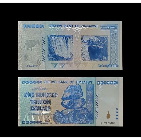 

rh zimbababwe отмечает сто триллионов долларов голубого примечания gold banknote с сертификатами в 24k позолоченные для коллекции f wmtfhg
