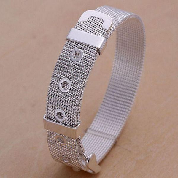 

2020new fashionable belt design pure 925-sterling-silver jewelry network strap bracelet 2 size options for woman man, Black
