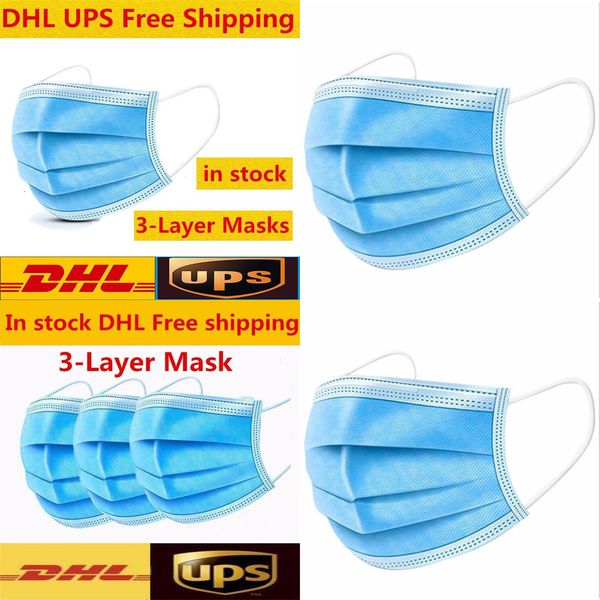 

black ups white dhl pink disposable shipping face thick 3-layer masks with earloops for salon, home use comfooutlets218