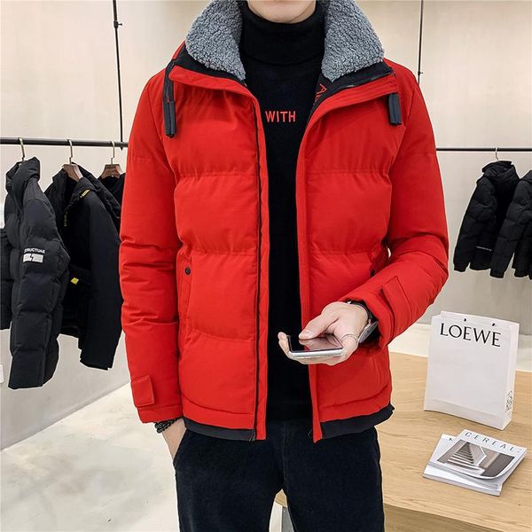 

men's cotton padded jackets men 2020 winter casual fleece warm jacket coat fashion solid color loose soft shell jackets for men, Black