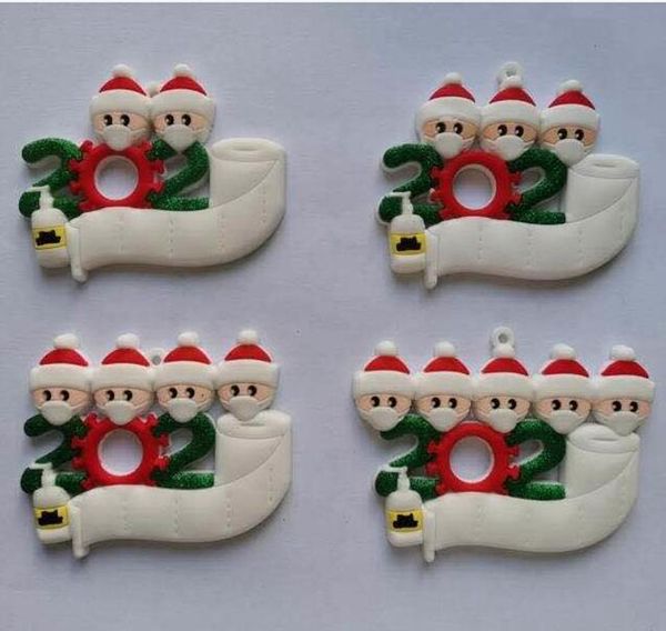 

2020 tree pvc christmas quarantine pendent decoration gift snowman family of ornament with mask hand sanitized gga3682ve