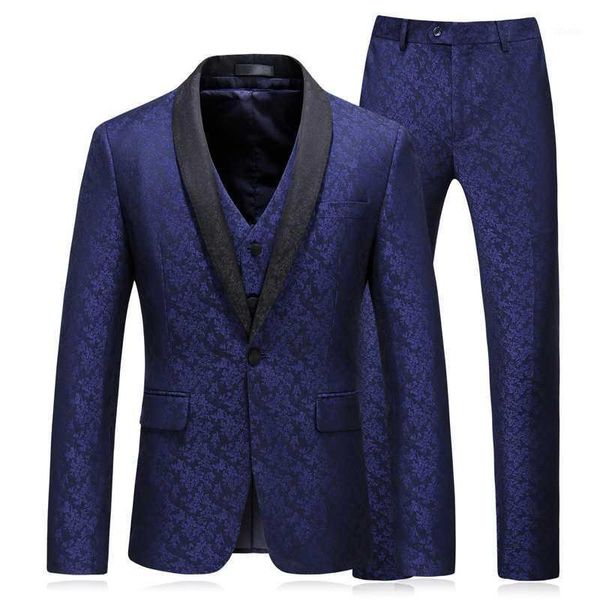 

men's suits & blazers paulkonte (jacket+vest+pant) flower print men suit fashion slim fit business dress wedding party classic, White;black