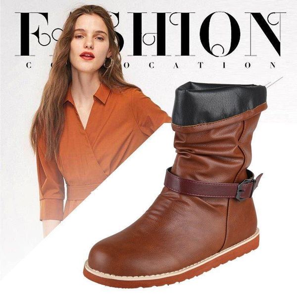 

fashion womens vintage mid calf boots soft leather shoes female autumn winter motorcycle boots ladies comfortable women botas1, Black