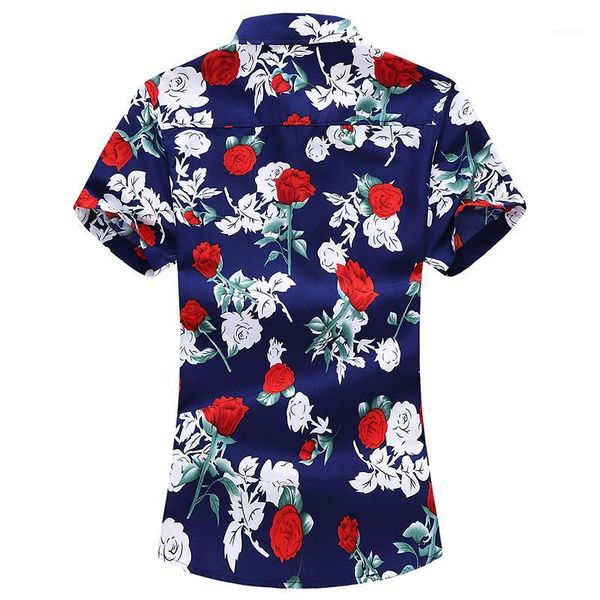 

plus size 5xl 6xl 7xl men's floral shirt 2020 summer new fashion personality short sleeve hawaiian shirt male brand clothes1, White;black