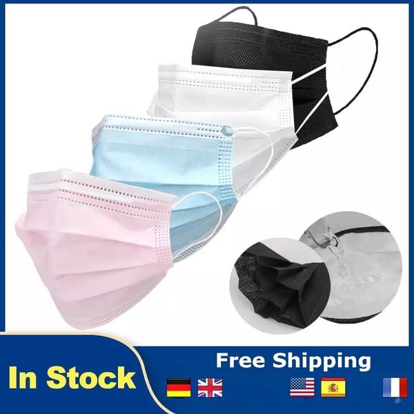 

disposable masks pink face blue black white mask elastic ear loop 3 ply breathable anti dust air pollution protection home use