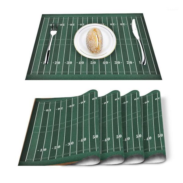 

table runner 4/6 pcs placemat mat blackboard soccer football american for tables heat-insulation linen cotton kitchen dining pads1