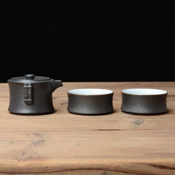 

tangpin black crokkery керамический чайник гайвань с 2 чашками портативных туристических офисных чайных чайных наборов tangpin black wmtlri
